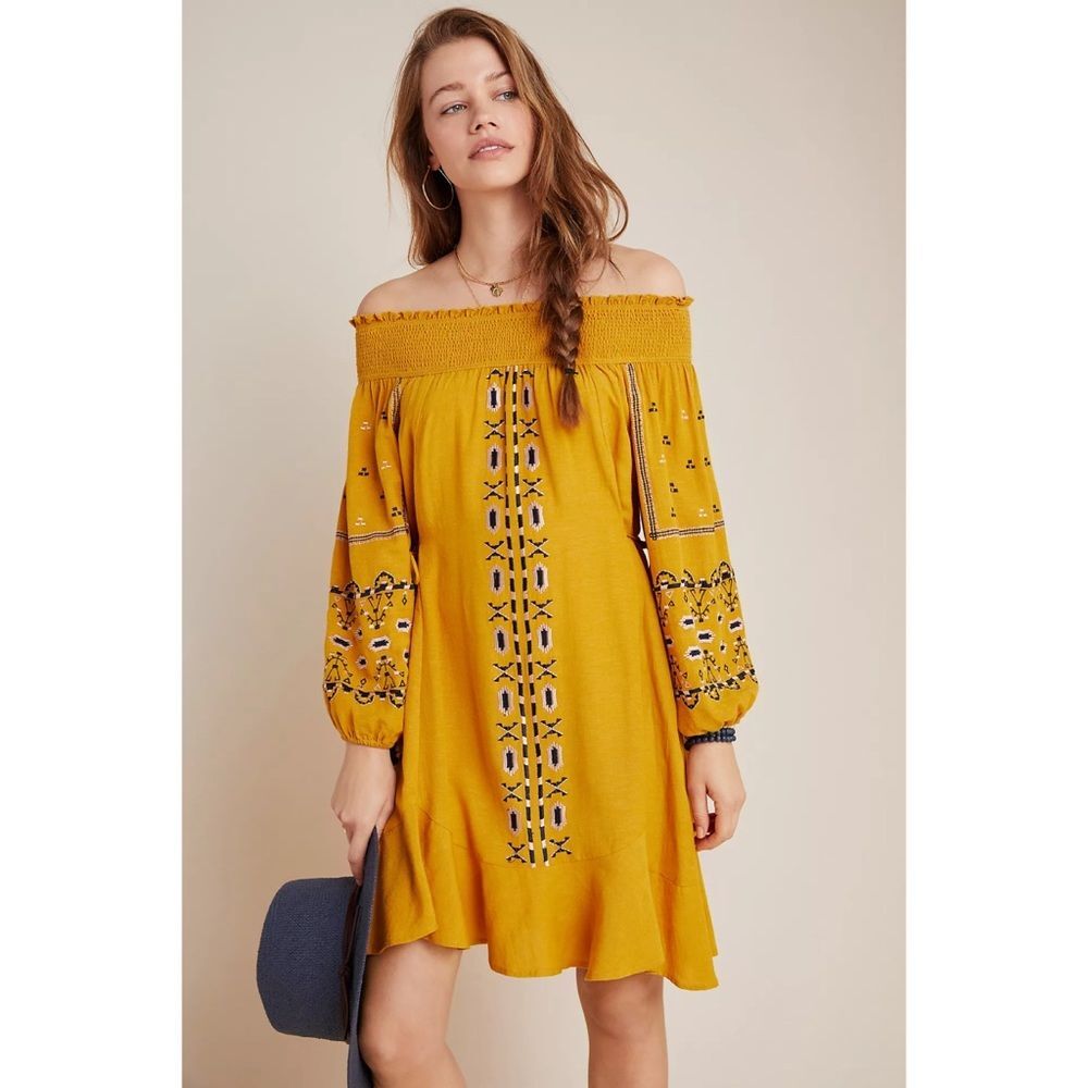 Anthropologie Grette Embroidered Tunic Dress